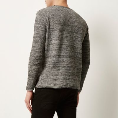 Dark grey knitted crew neck jumper